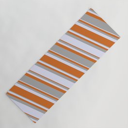 [ Thumbnail: Lavender, Chocolate, and Dark Gray Colored Pattern of Stripes Yoga Mat ]