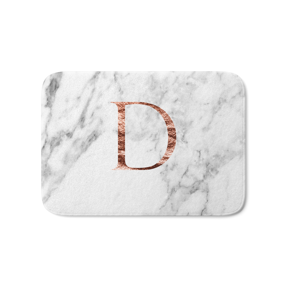 Monogram Rose Gold Marble D Bath Mat by marbleco