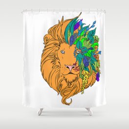 Lion Attack Art Design Illustration Classic Shower Curtain