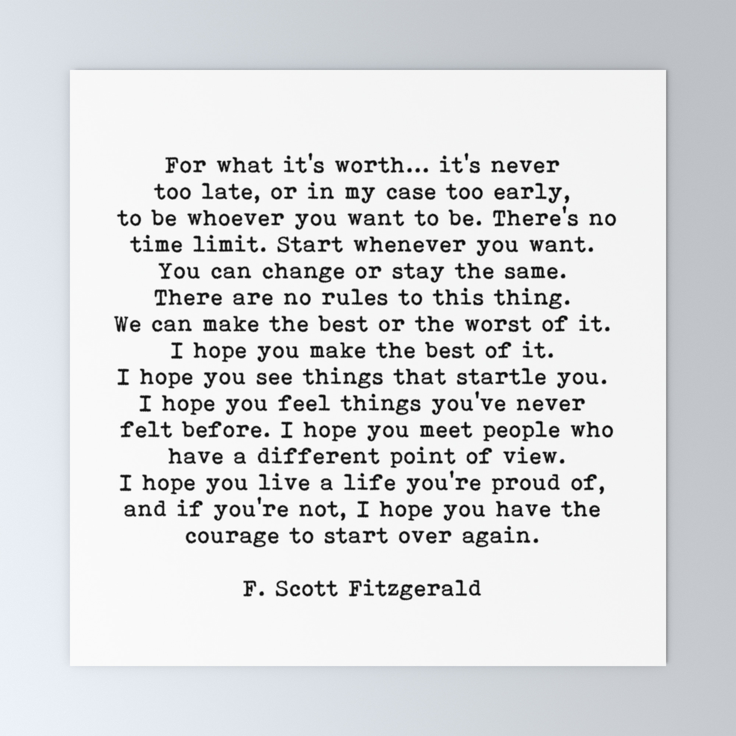 Life Quote For What It S Worth F Scott Fitzgerald Quote Mini Art Print By Theartshed Society6
