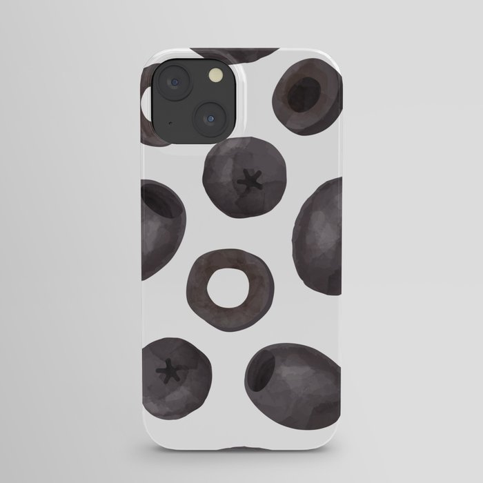 Black olive watercolor pattern print iPhone Case