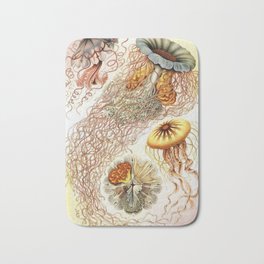 SEA CREATURES COLLAGE-Ernst Haeckel Bath Mat | Digitalmanipulation, Squid, Pastel, Vintage, Marinelife, Seaurchin, Ocean, Nautical, Yellow, Sea 