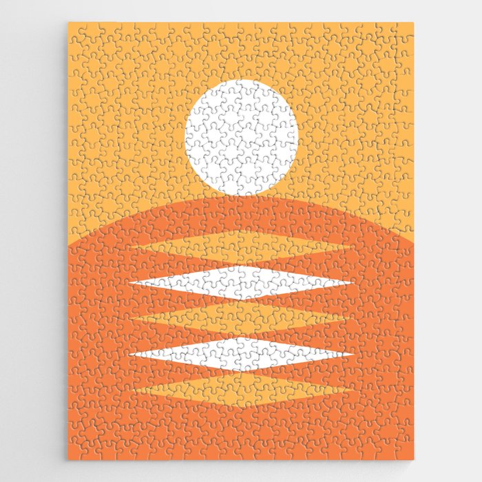 Abstract Geometric Sunrise 15 in Yellow orange Jigsaw Puzzle