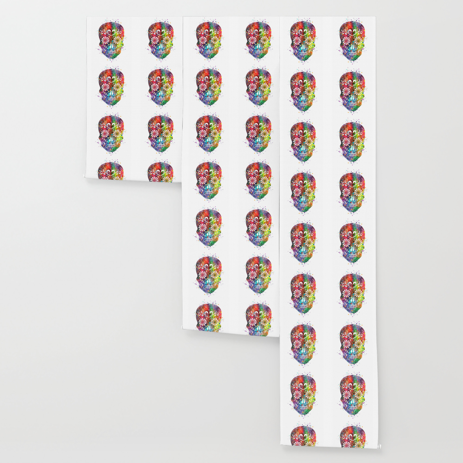 Sugar Skull Watercolor Print Wall Poster Home Decor Wallpaper By