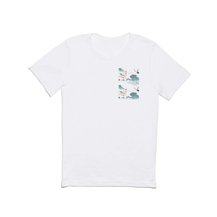 Japanese Crane Oriental Watercolor Pattern T Shirt