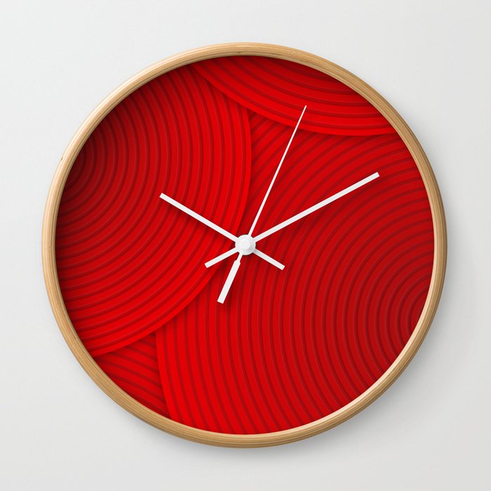 Red Color Gradient Circle Line Art  Design Wall Clock