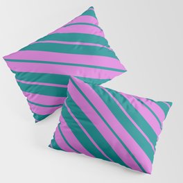 [ Thumbnail: Orchid & Teal Colored Lines Pattern Pillow Sham ]