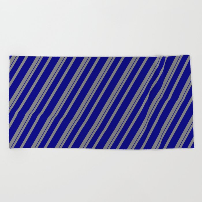 Gray and Blue Colored Striped/Lined Pattern Beach Towel