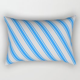 [ Thumbnail: Light Gray and Blue Colored Striped Pattern Rectangular Pillow ]