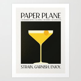 Paper Plane Cocktail Art Classic Recipe Elegant Art Print