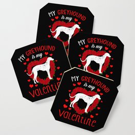 Dog Animal Hearts Day Greyhound My Valentines Day Coaster