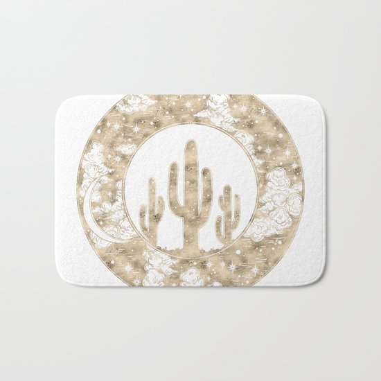 Cactus Desert Nights Gold Bath Mat