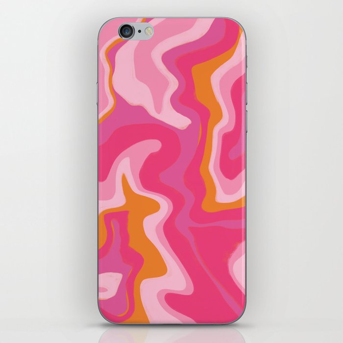 Colorful Pink + Orange Liquid Swirl - Retro Mid-Century Modern Style iPhone Skin