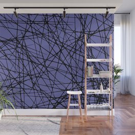 Black and Periwinkle Criss Cross Line Pattern - Pantone 2022 Color of the Year Very Peri 17-3938 Wall Mural