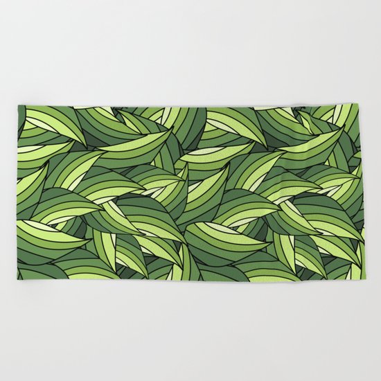 GREENERY LEAVES B (abstract flowers nature) Beach Towel