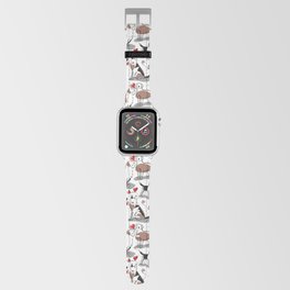 Woof endless love // white background red hearts continuous lined pair of dog breeds Apple Watch Band