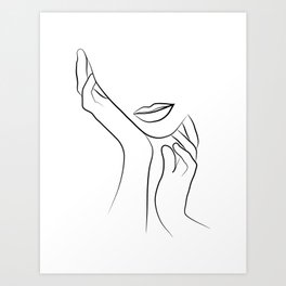 Penseroso Art Print | Drawing, Poster, Womanillustration, Hands, Wallart, Lips, Digital, Thoughful 