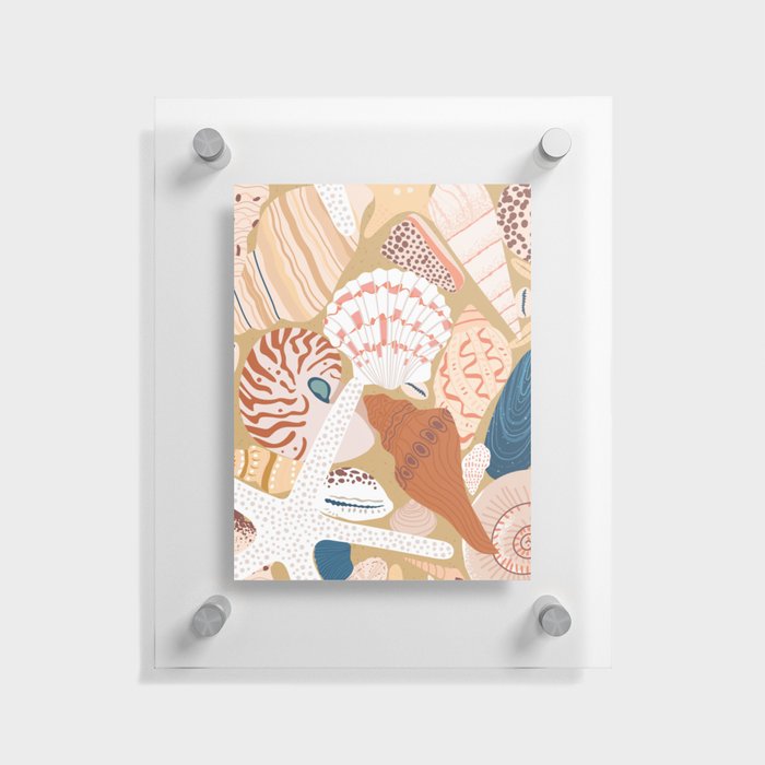 Vintage tropical beach sea shell closeup pattern Floating Acrylic Print