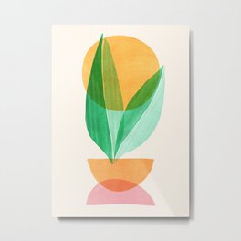 Summer Stack Abstract Plant Illustration Metal Print | Houseplant, Kids, Shapes, Cute, Happy, Nature, Abstract, Illustration, Still Life, Whimsical 