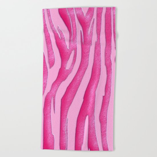 Bright Pink Zebra Print Beach Towel