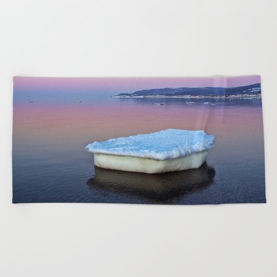 Ice Raft on the Sea Beach Towel
