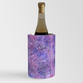 Purple and faux silver swirls doodles Wine Chiller