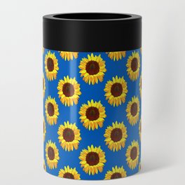 Energizing Yellow Sunflower Polka Dot Pattern Can Cooler