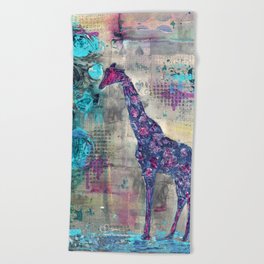 Majestic Series: Giraffe having a berry Beach Towel