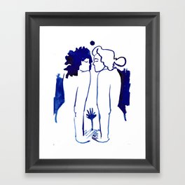 Two girls in love // blue painted artprint no 02. Framed Art Print