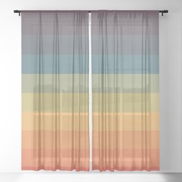 Colorful Retro Striped Rainbow Sheer Curtain