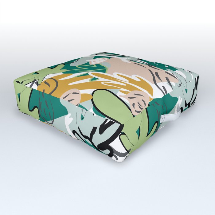 Figging wonderland abstract fig and leaves pattern Outdoor Floor Cushion