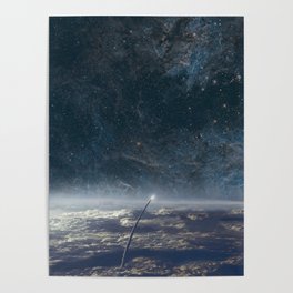 Space exploration earth and night sky Poster