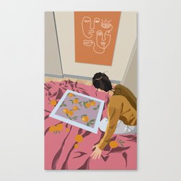 Painting orange & Girl Canvas Print