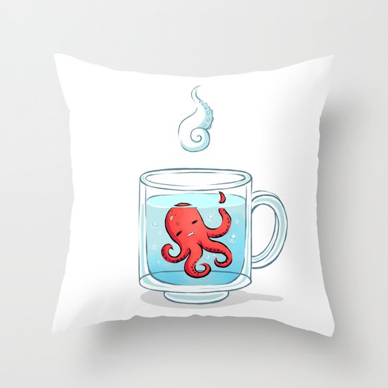Octopus Tea Throw Pillow