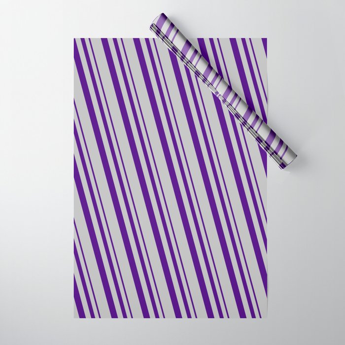 Indigo and Grey Colored Pattern of Stripes Wrapping Paper