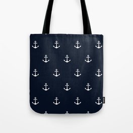 Dark Blue Anchor Pattern Tote Bag