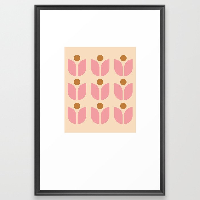 pink tulip pattern Framed Art Print