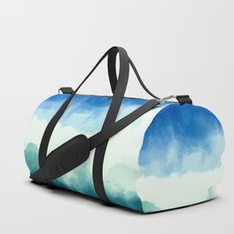 Hand Painted Navy Blue Green Watercolor Ombre Brushstrokes Duffle Bag