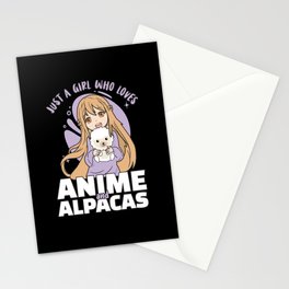 Just A Girl Who Loves Anime And Alpacas - Kawaii Stationery Card