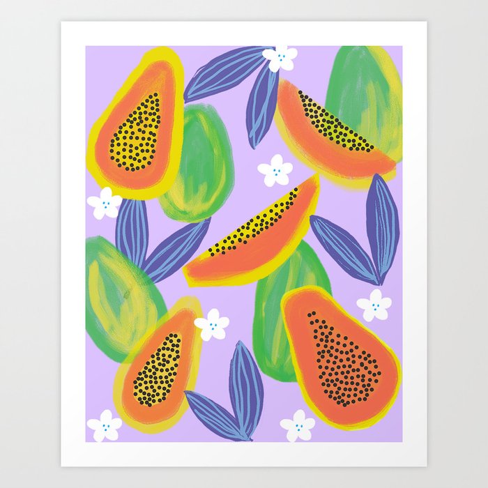 Tropical Papaya Pattern Art Print