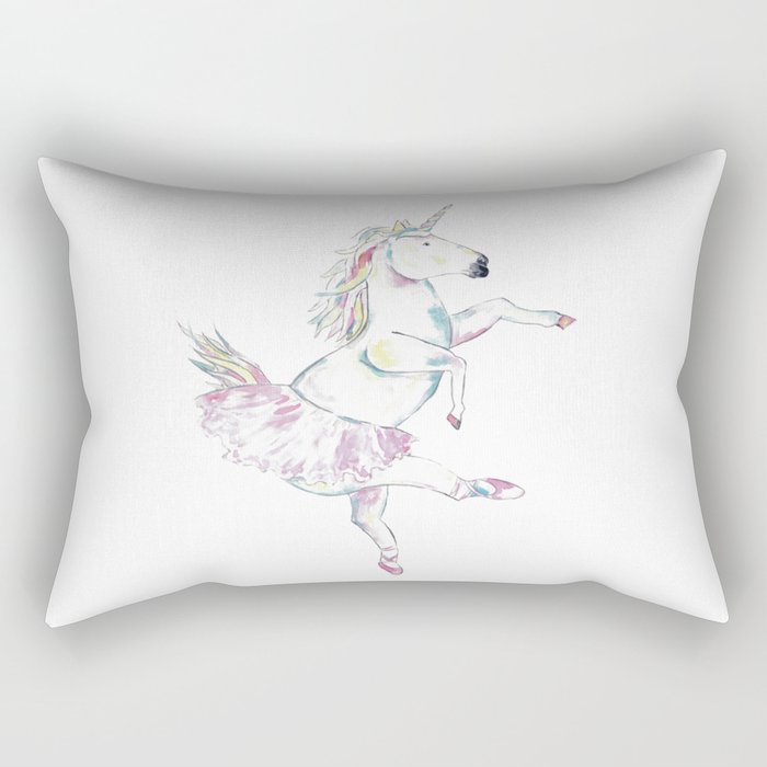 Unicorn ballerina painting watercolour  Rectangular Pillow