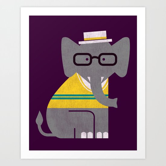 Rodney the preppy elephant Art Print