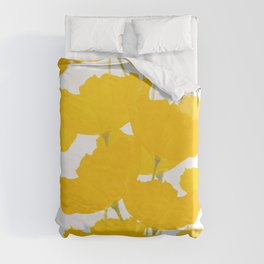 Yellow Mellow Poppies On A White Background #decor #society6 #buyart Duvet Cover