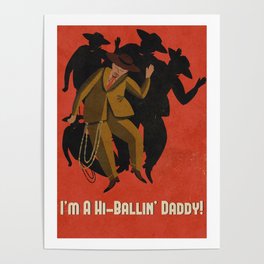 Dancing man retro illustration Poster