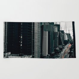 Brazil Photography - Busy Street In Down Town Sao Paulo Beach Towel