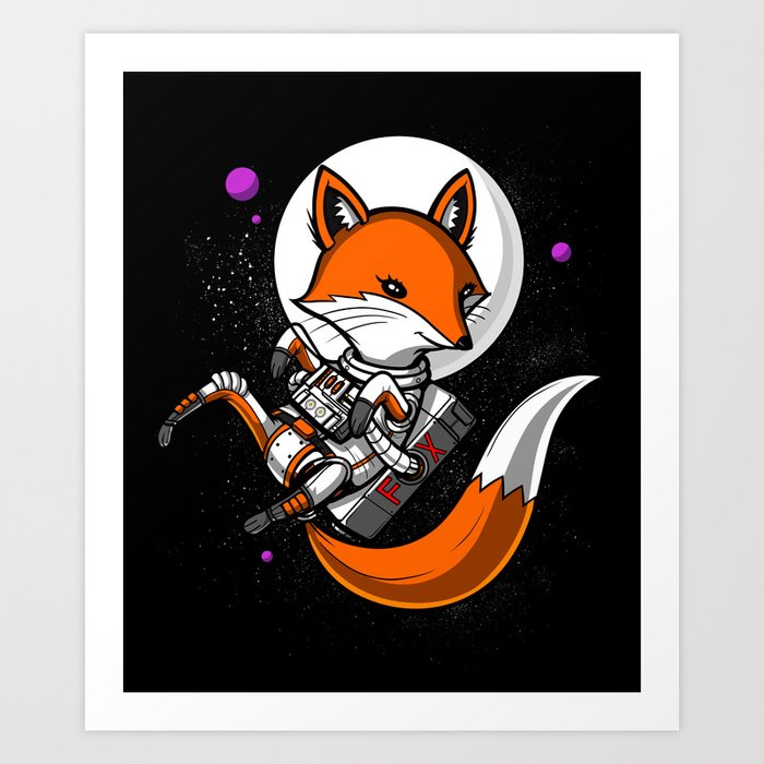 Space Fox Astronaut Art Print