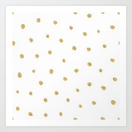 Golden touch I - Gold glitter small polka dots pattern - Confetti Art Print