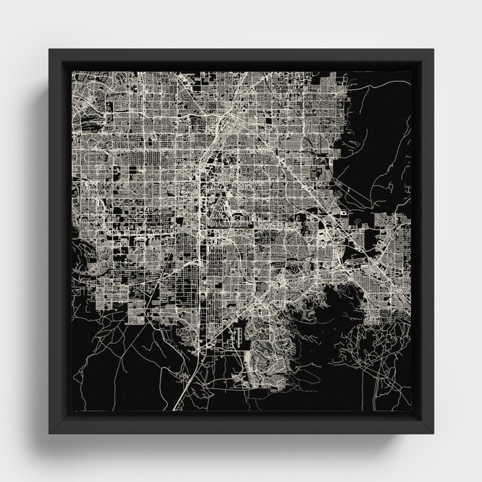 USA, PARADISE CITY - Black and White Map Framed Canvas