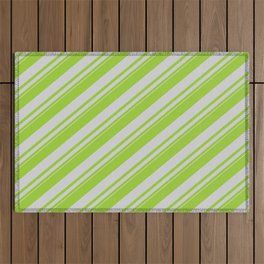 [ Thumbnail: Green & Light Grey Colored Lined Pattern Outdoor Rug ]