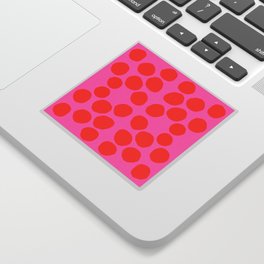 Mid-Century Modern Big Red Dots On Hot Pink Sticker